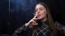 18 y.o. Margarita is smoking two 120mm all white cigarettes in a row