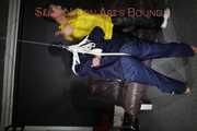 SEXY RONJA being tied and gagged with ropes overhead and a ballgag from SEXY STELLA both wearing sexy shiny nylon rainwear (Pics)