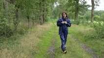 Miss Petra goes for a walk in Farmerrain jacket,  rain dungarees and rubber boots (looped version)