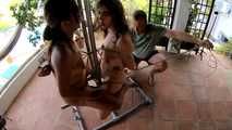 2 Girls on  the metal Chair