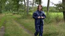 Miss Petra goes for a walk in Farmerrain jacket,  rain dungarees and rubber boots (looped version)