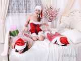 [From archive] Lucky, Nelly, Xenia - Santa’s little helpers hogtied and wrapped up on a bed 1