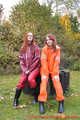 Miss Petra and Lady Nadja in AGU raingear (original AGU) and an exclusiv orange Adidas AGU raincoat