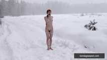 Naked barefoot Greta is tightly bound in snow - Part 2