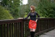 Miss Petra in hot vinyl skirt and overknee boots at the photo shoot