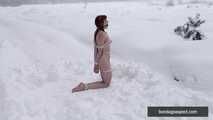 Naked barefoot Greta is tightly bound in snow - Part 2