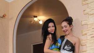Lucky & La Pulya & Xenia - Trash bag fashion show with one girl hogtied