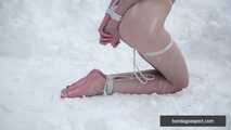 Naked barefoot Greta is tightly bound in snow - Part 2