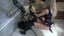 Horny rubber doll gets stuffed