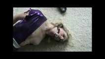 Video with Sophie bound and gagged in a shiny purple Dress