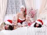 [From archive] Lucky, Nelly, Xenia - Santa’s little helpers hogtied and wrapped up on a bed 1