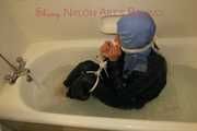 Watching Stella being tied and gagged with ropes and a cloth gag in a bathtub diving under water (Pics)