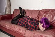 Roxie in Check Shirt and Tights Hogtie