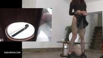 Mistress Cleo smokes and pees on the toliett box PP