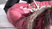 Ivette - tied and gagged in red downcoat