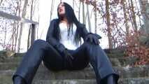 Leather Trousers & Gloves Blowjob & Handjob in Public – Fuck my nasty Mouth – Cum on my Leather Ass