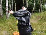 [From archive] Stella is walking in the forest in trash bag dress