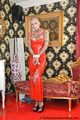 Miss Francine bound and gagged in a long red Latex dress (with making off video)