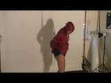 0210 min video with Alina tied and gagged in shiny nylon shorts
