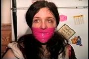 34 YR OLD STAY AT HOME MOM IS MOUTH STUFFED, CLEAVE GAGGED, TOE-TIED WEARING PANTYHOSE, HANDGAGGED, WRAP BONDAGE TAPE GAGGED, GAG TALKING WHILE TIGHTLY TIED TO A CHAIR (D70-12)
