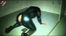 PISSING IN LATEX SUIT