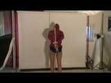 0210 min video with Alina tied and gagged in shiny nylon shorts