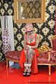 Miss Francine bound and gagged in a long red Latex dress (with making off video)