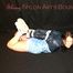 Beautiful brown haired archive girl tied and gagged on the floor in a studio wearing an old fashioned adidas shorts and a rain jacket (Pics)