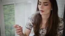 3 clips in 1 compilation of smoking cork 100mm cigarette in apartment