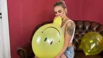 Blow2Pop pink Belbal14 and yellow 12inch smiley balloon