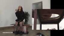 Mistress Cleo smokes and pees on the toliett box Pictures in pictures