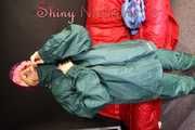 Watching sexy Sandra covering herself with several layers of shiny nylon rainwear including hoods (Pics)