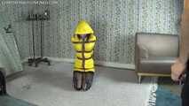 yellow raincoat bag bondage