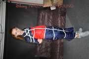 RONJA being tied, gagged and double hooded with ropes and a ballgag from Stella both wearing sexy shiny nylon rainwear (Pics)