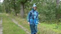 Miss Petra goes for a walk in PVC raingear and rubber boots