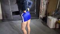 Aiyana spanked and vibed in several shiny nylon Shorts