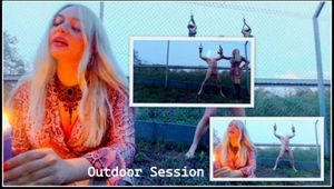 (Outdoor Session)Mistress waxes your nipples on the highway fence!