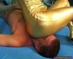 Elena's golden lycra facesitting