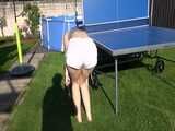 Watch Chloe enjoying the Summer in her shiny nylon Shorts