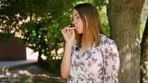 Evgeniya is smoking all white cigarettes