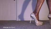 Ebony sexy tease and high heel dangle