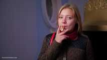 Sweet Polina is smoking 120mm Saratoga and giving an interview