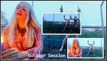 (Outdoor Session)Mistress waxes your nipples on the highway fence!