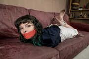 1037 Strawberry in Blouse and Barefoot Sofa Hogtie