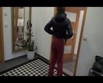 Alina wearing a supersexy crazy sensation down combination posing in front of a mirror (Video)
