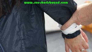 Get 74 pictures of Shelly bound and gagged in shine nylon Shorts!