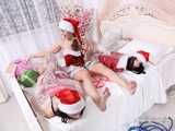 [From archive] Lucky, Nelly, Xenia - Santa’s little helpers hogtied and wrapped up on a bed 1