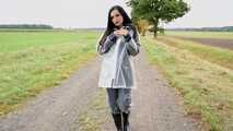 Our new model Miss Amira in Regatta nylon and tranparent rain suit