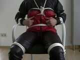 5 short Videos with Katharina tied and gagged in shiny nylon rainwear from 2005-2008