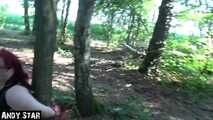 Mouthfuck in the forest...bound teen cunt swallows everything